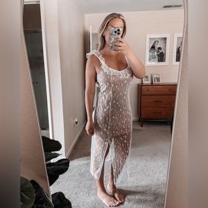 White midi dress perfect for a bridal shower!